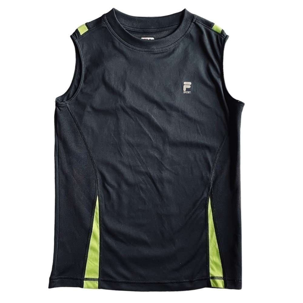 FILA SPORT Youth Athletic Top Sleeveless Grey Neon Green Youth Size M 10/12